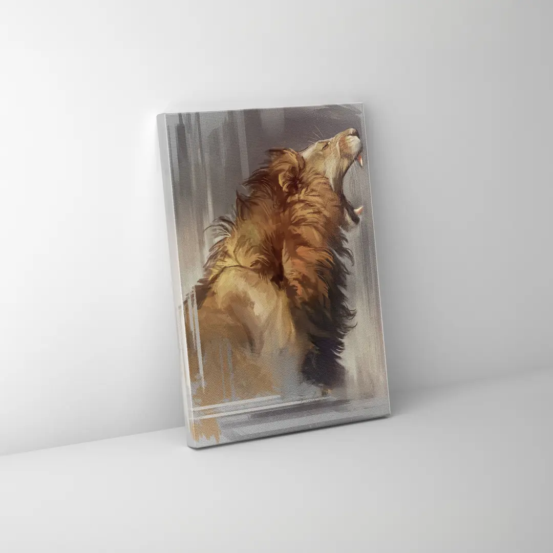 Hırçın Ruh Kükreyen Aslan Kanvas Tablo